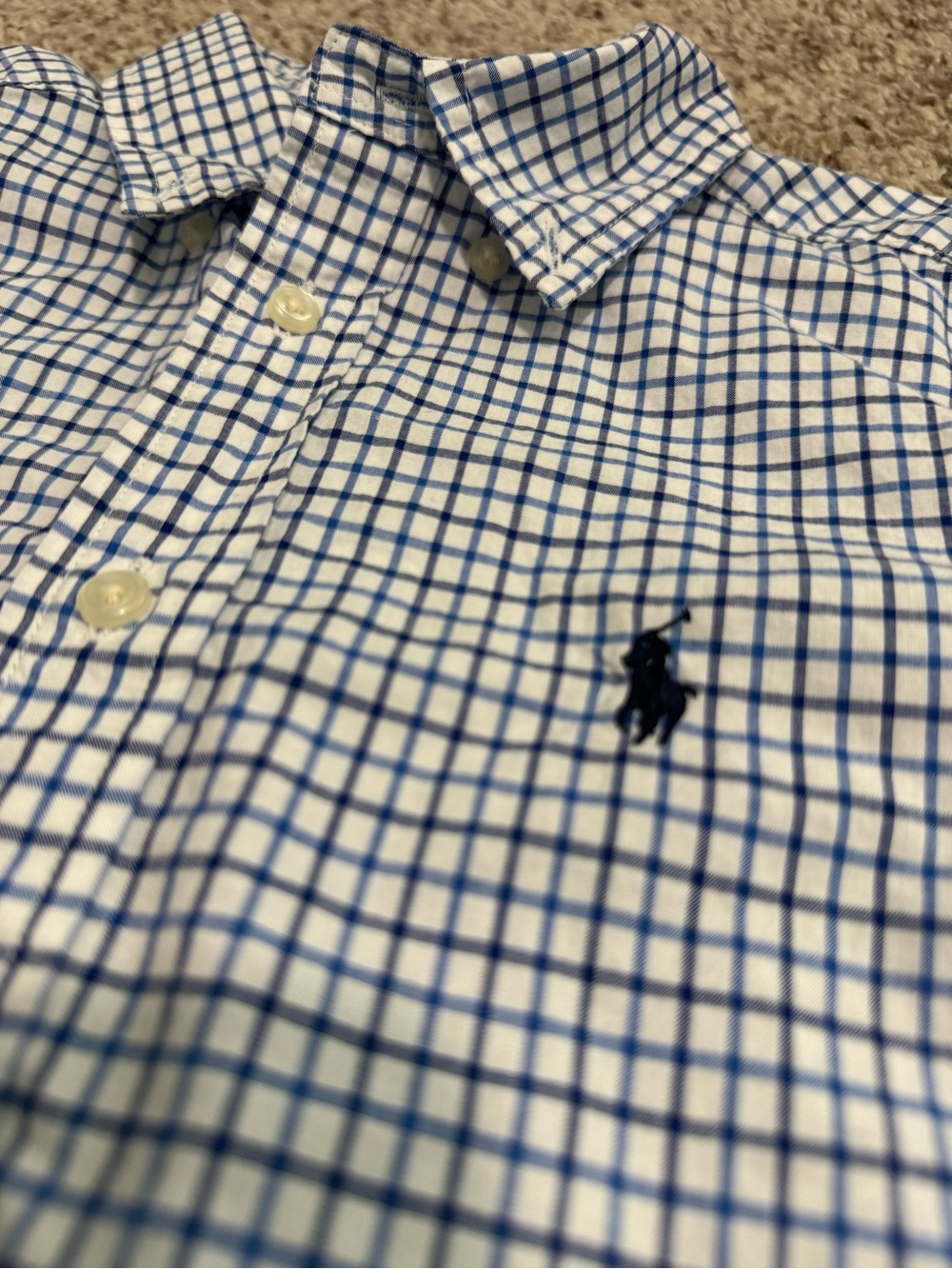 Polo by Ralph Lauren White Shirt with Blue Windowpane Check